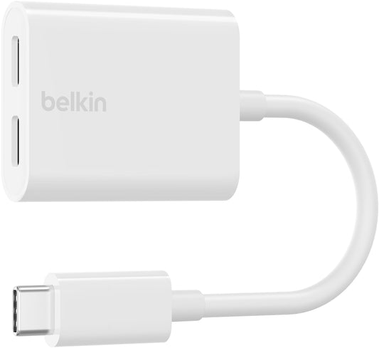 USB-C zvočni adapter - USB-C / USB-C Belkin RockStar, bel F7U081btWH
