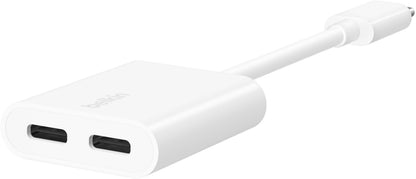 USB-C zvočni adapter - USB-C / USB-C Belkin RockStar, bel F7U081btWH