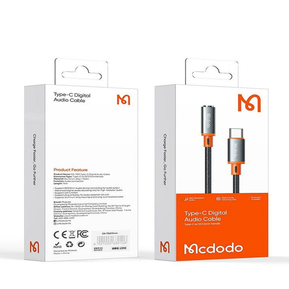 Audio adapter USB-C - 3.5mm McDodo CA-7561, Črn