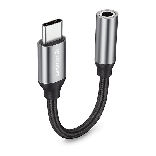 Avdio adapter USB-C - 3.5mm Techsuit AC12 FuseXound, Siv, Set 2 kosa