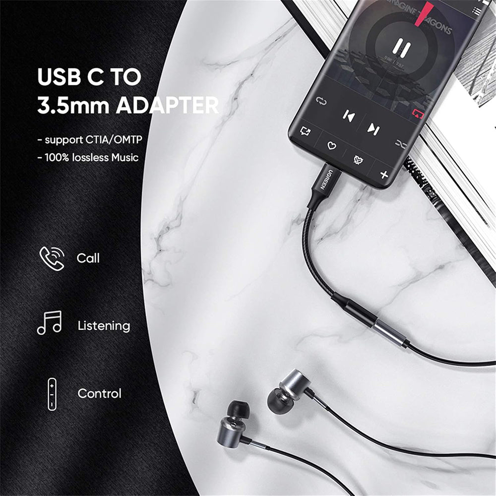 Audio adapter USB-C - 3.5mm UGREEN AV142, črn