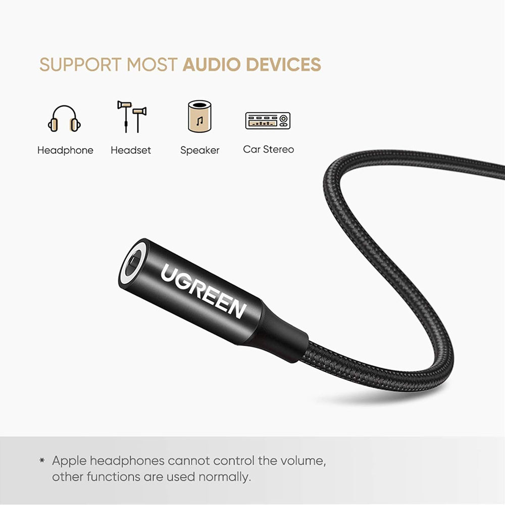 Audio adapter USB-C - 3.5mm UGREEN AV142, črn