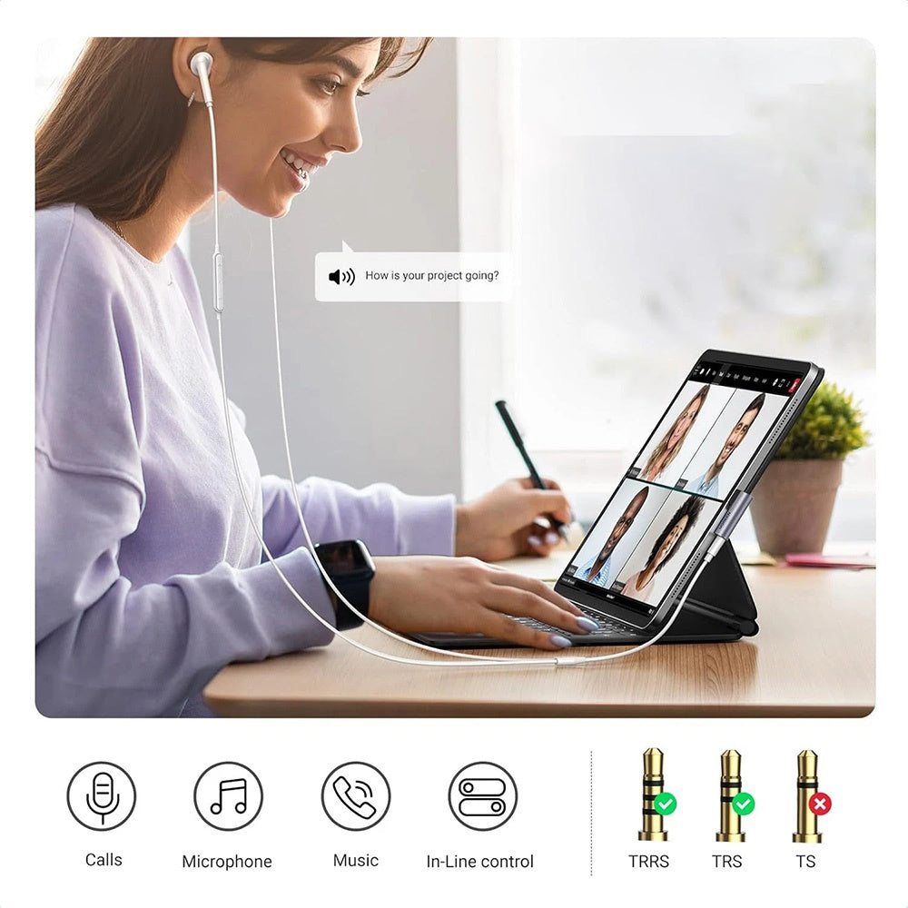 Audio adapter USB-C - 3.5mm UGREEN CM460 (20194) Kotni, Siv