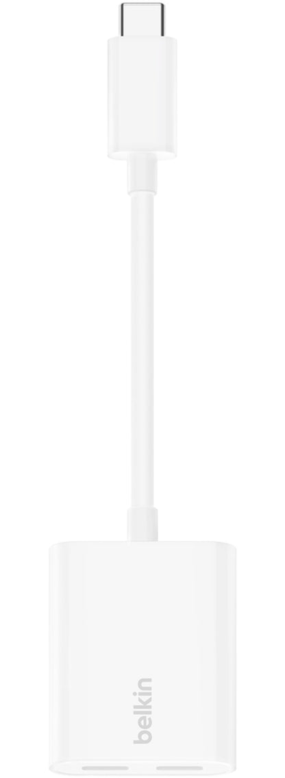 USB-C zvočni adapter - USB-C / USB-C Belkin RockStar, bel F7U081btWH