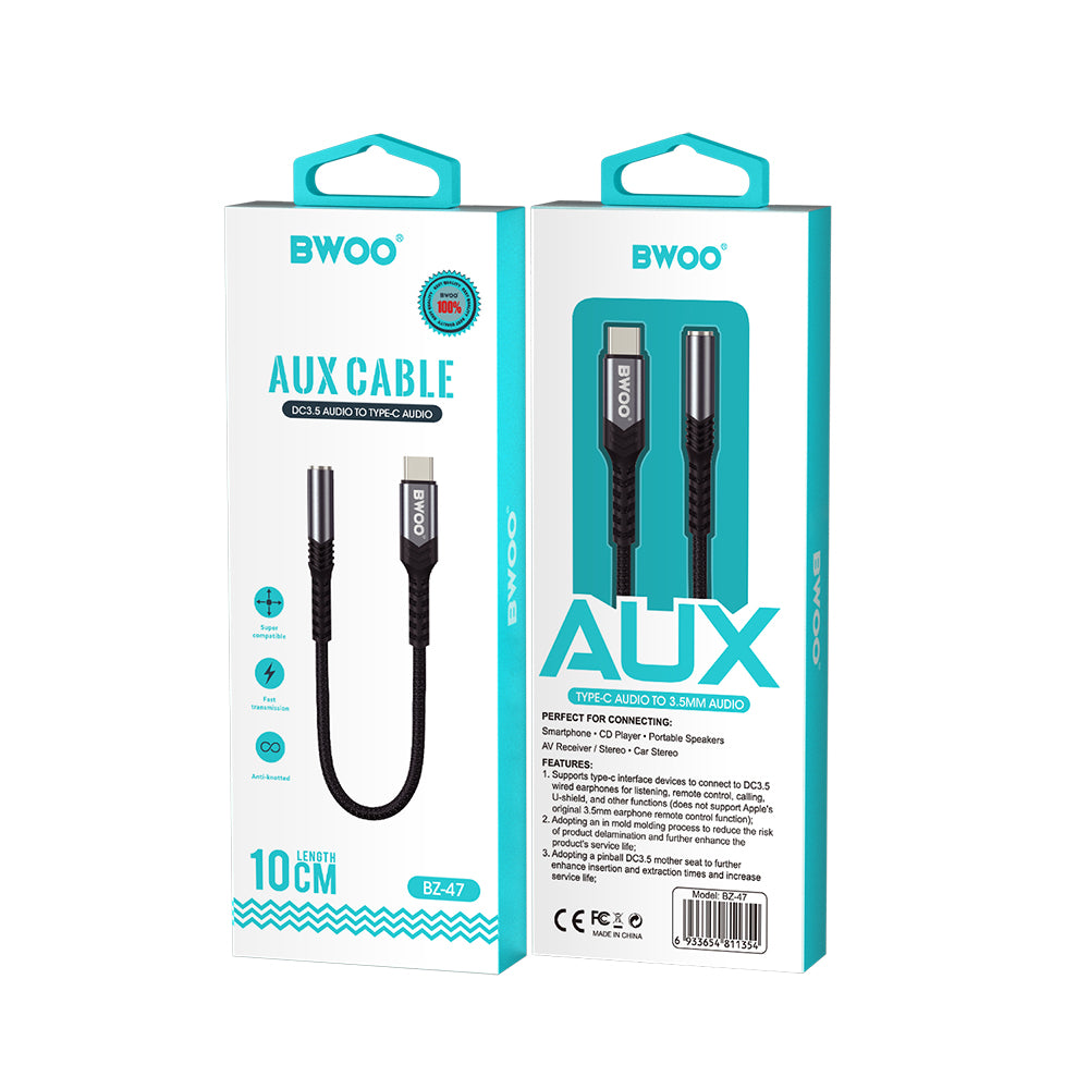 Audio adapter USB-C - 3.5mm BWOO BZ47, Črn