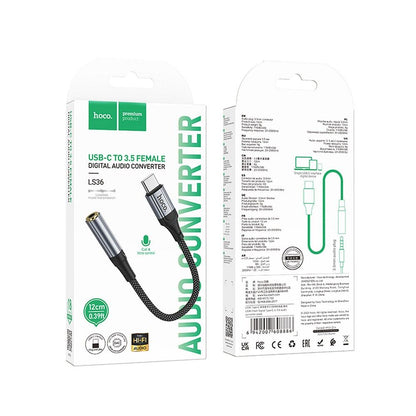 Audio adapter USB-C - 3,5 mm HOCO LS36, siv