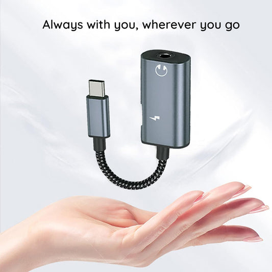 Audio adapter USB-C - USB-C / 3.5mm Techsuit AC22 AcustiCore, siv