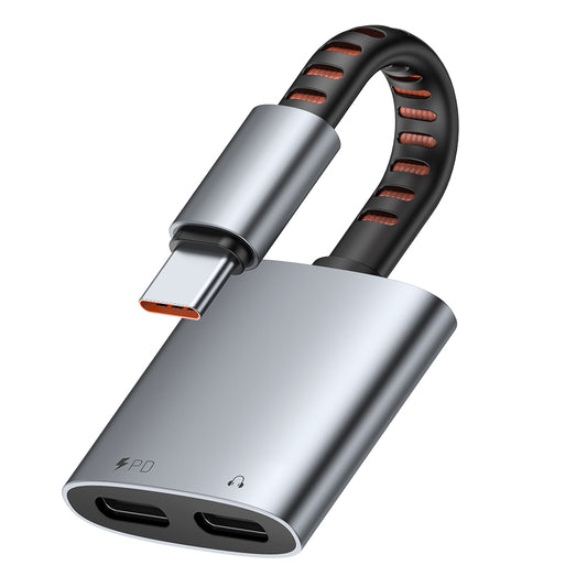 Avdio adapter USB-C - USB-C / USB-C McDodo CA-3370, Siv