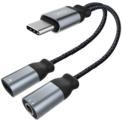 Audio adapter USB-C - USB-C / 3.5mm XO Design NBR160B, Črn