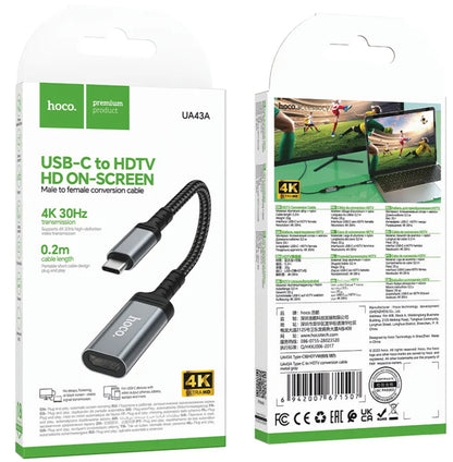 Avdio in video adapter USB-C - HDMI HOCO UA43A, Siv