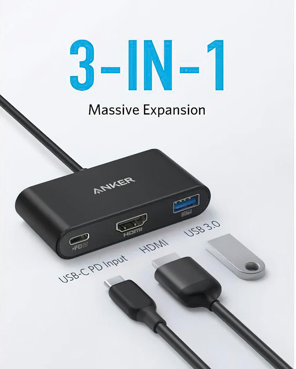 Audio in video adapter USB-C - USB-C / HDMI / USB-A Anker PowerExpand, črn A8339HA1