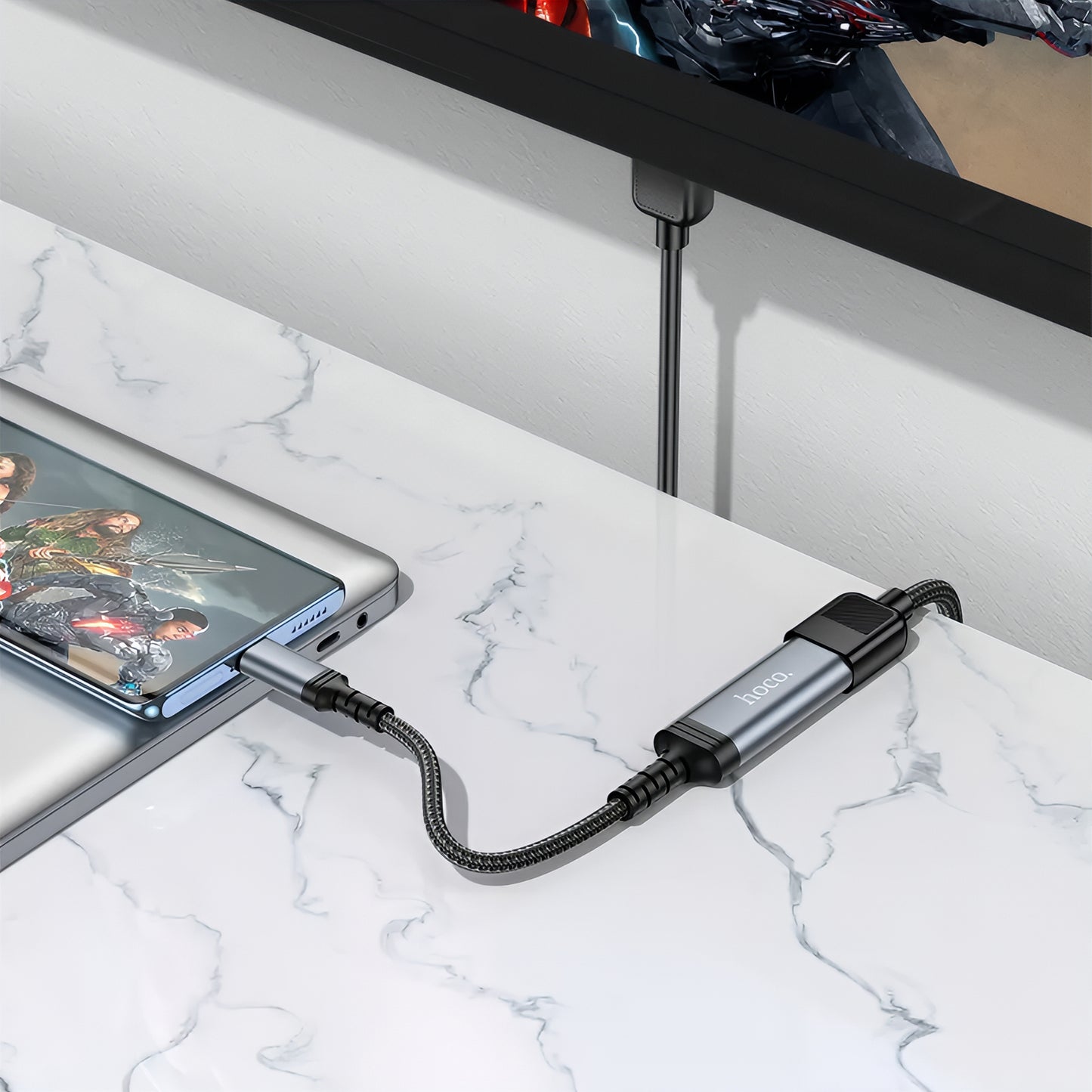 Avdio in video adapter USB-C - HDMI HOCO UA43A, Siv