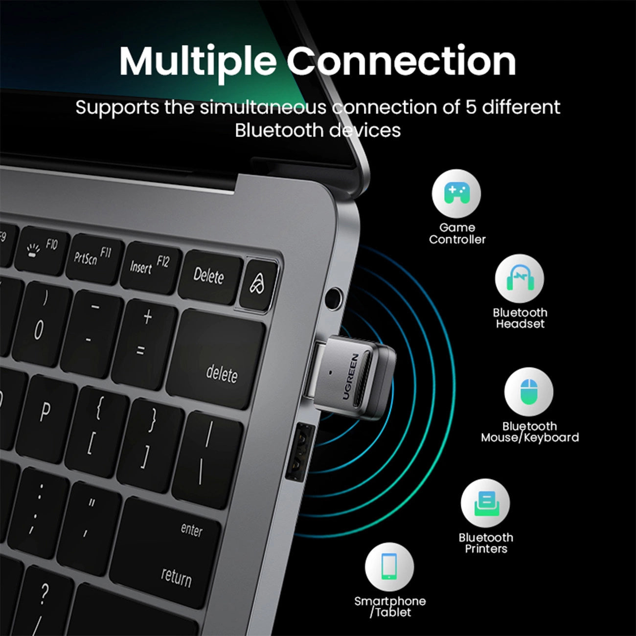 Adapter USB Bluetooth UGREEN CM390-2, črn 