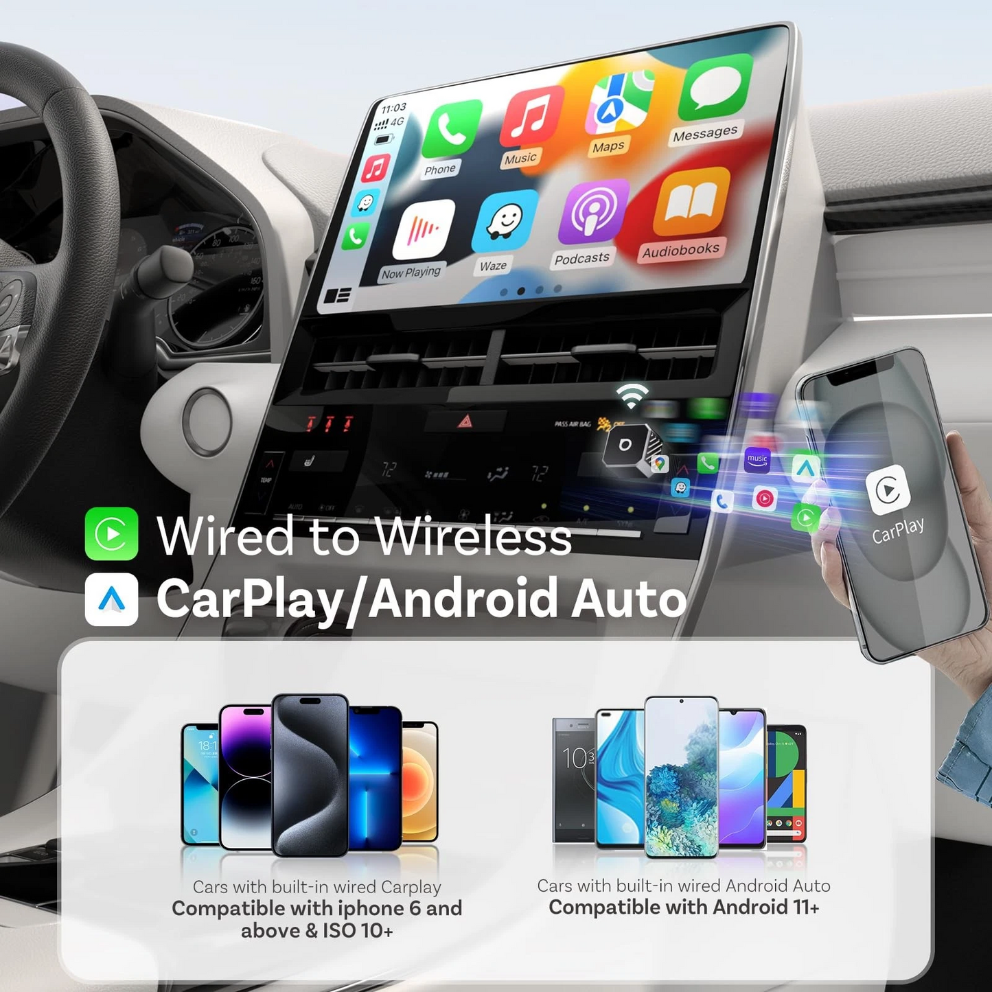 Brezžični adapter Carplay / Android Auto Ottocast Mini Cube Style C za Apple iPhone / Android serijo CP88-T3