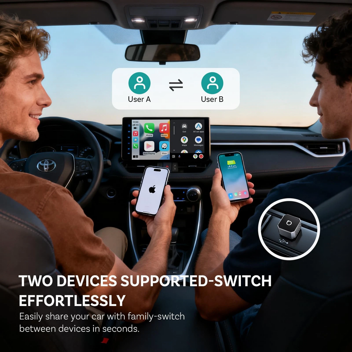 Brezžični adapter Carplay / Android Auto Ottocast Mini Cube Style C za Apple iPhone / Android serijo CP88-T3