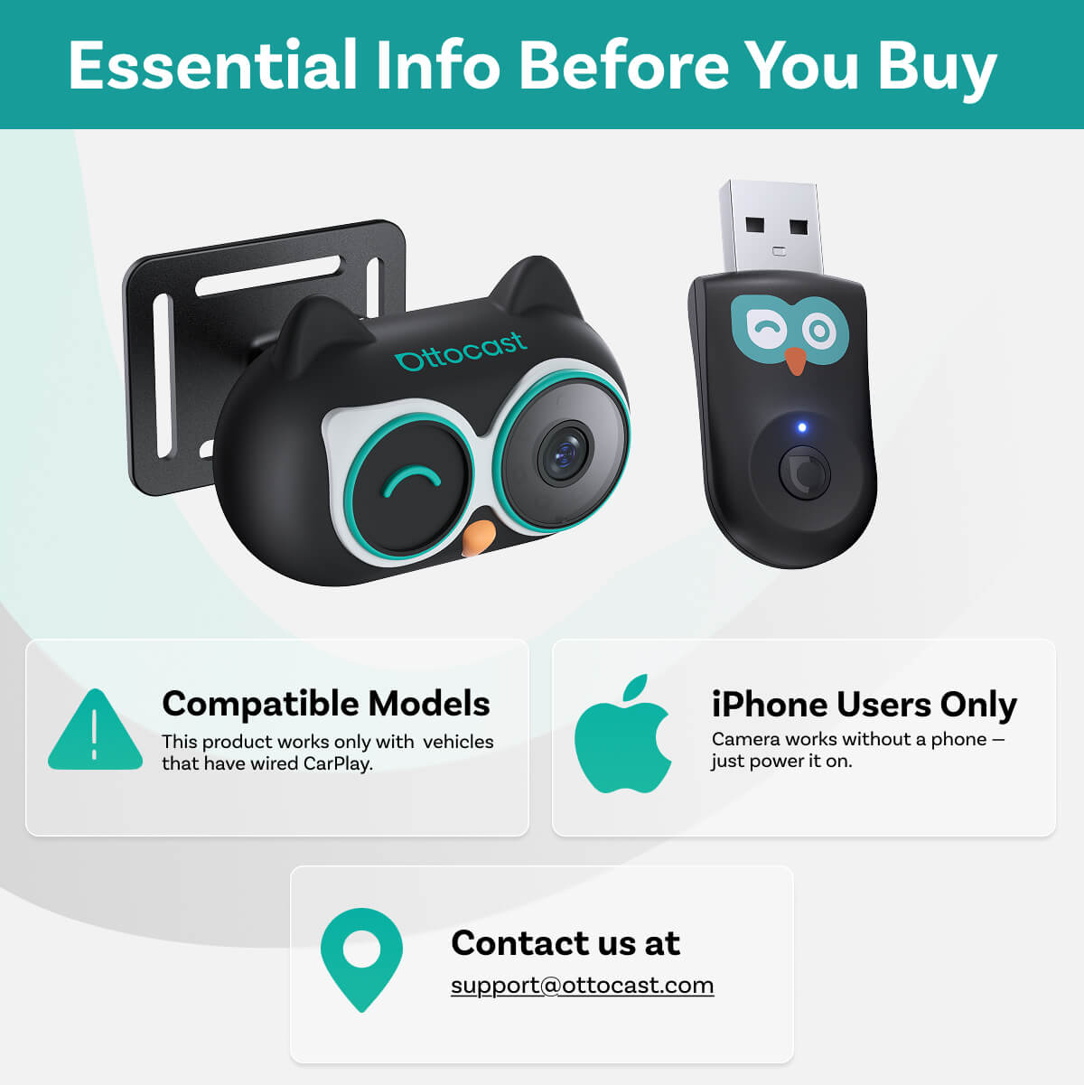 Avto adapter Carplay Ottocast Cabin Care za Apple iPhone serijo CA520-T