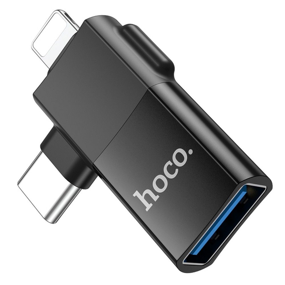 OTG adapter USB-C / Lightning - USB-A HOCO UA17, Črn