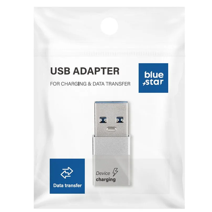 USB-C na USB-A podatkovni in polnilni adapter Blue Star, bel