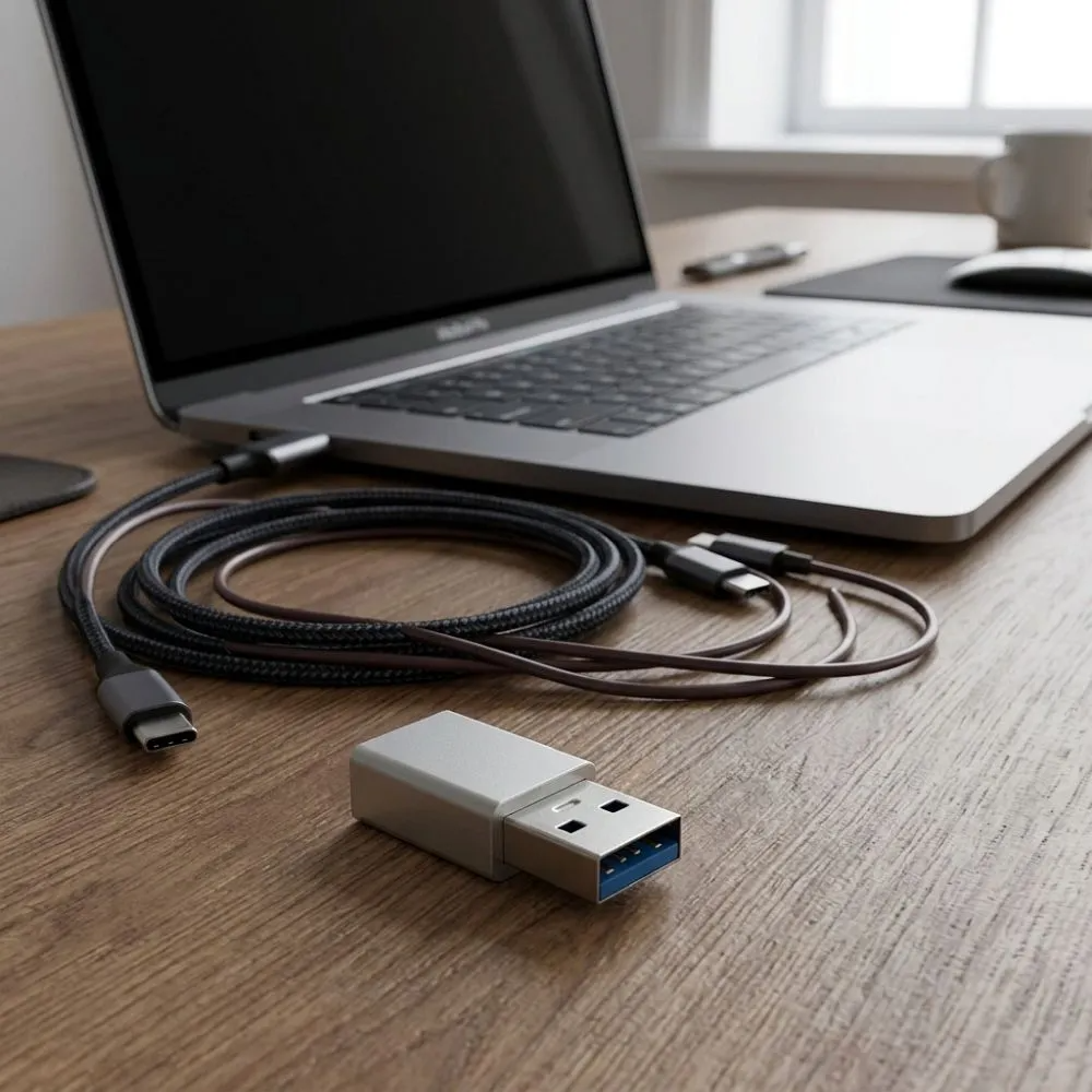 USB-C na USB-A podatkovni in polnilni adapter Blue Star, bel