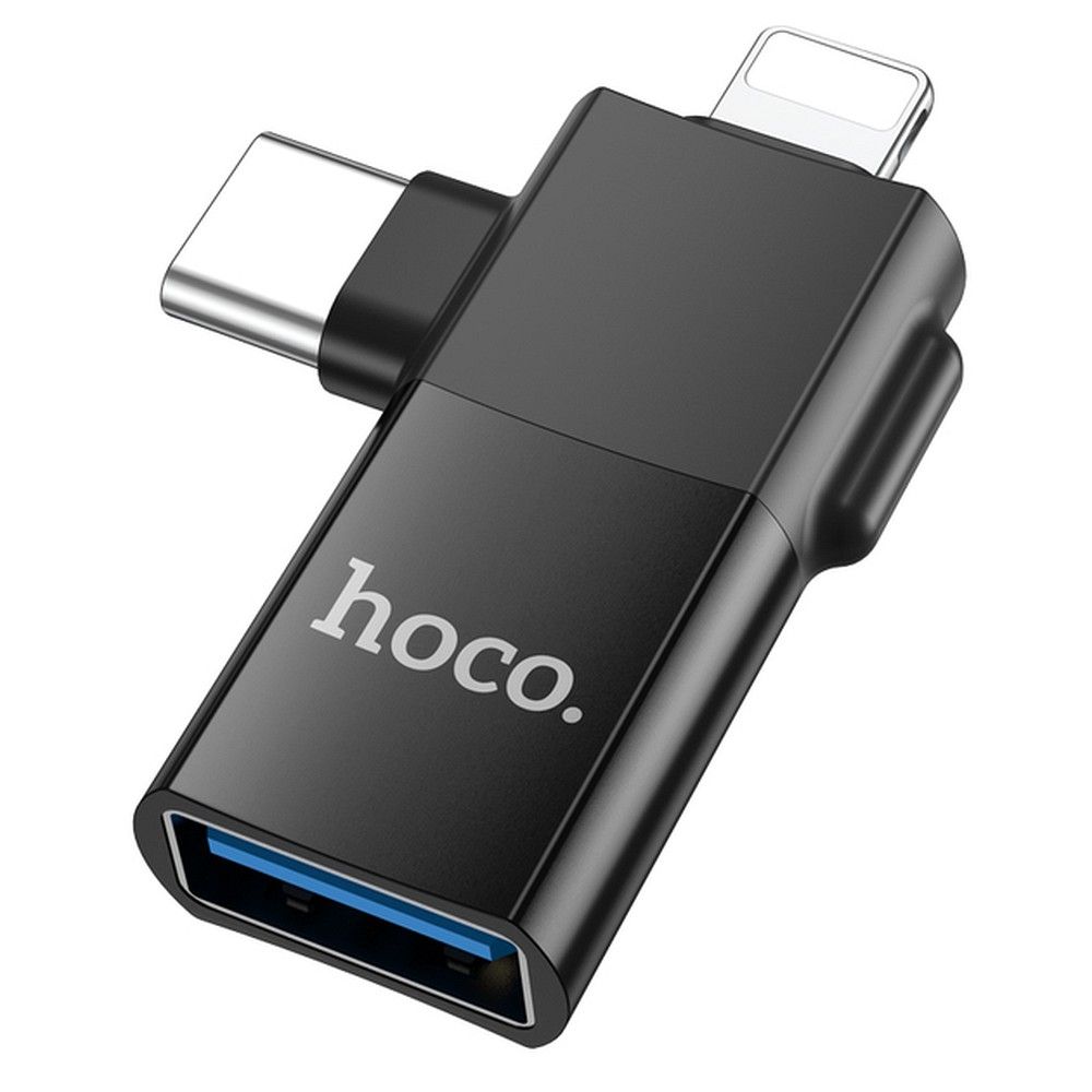 OTG adapter USB-C / Lightning - USB-A HOCO UA17, Črn