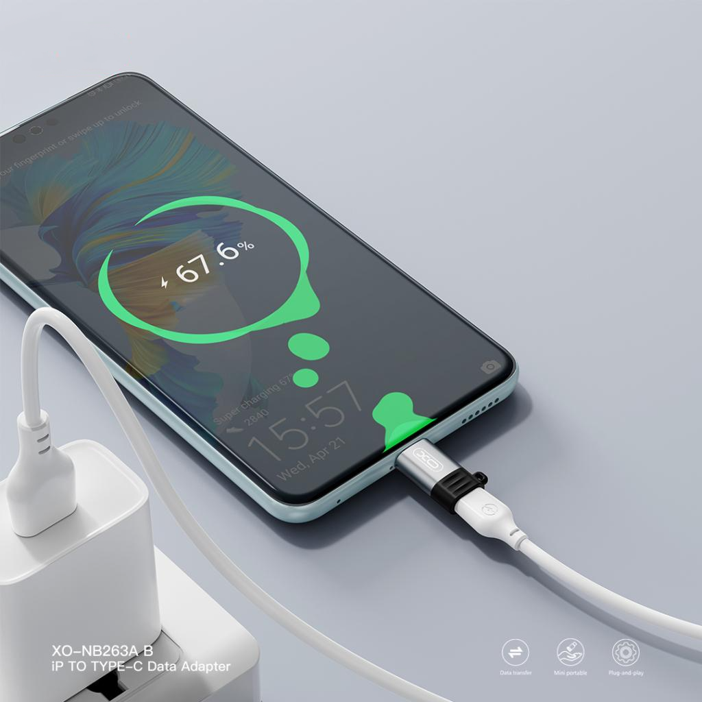 Adapter za podatke in polnjenje Lightning - USB-C XO Design NB263A, Črn