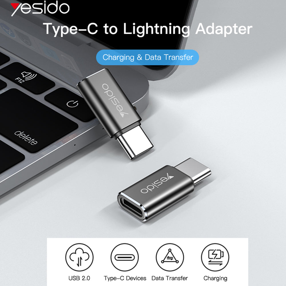 Adapter za podatke in polnjenje Lightning - USB-C Yesido GS22, Siv