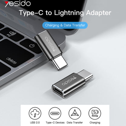 Adapter za podatke in polnjenje Lightning - USB-C Yesido GS22, Siv