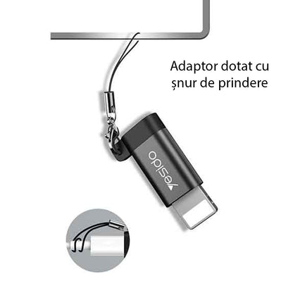 Adaptor za podatke in polnjenje microUSB - Lightning Yesido GS05, črn