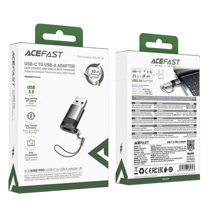 Adapter za podatke in polnjenje USB-C - USB-A Acefast J8, siv