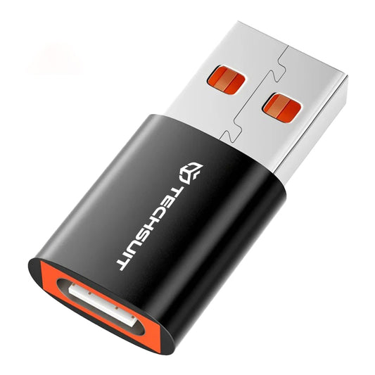 Adapter za podatke in polnjenje USB-C - USB-A Techsuit A5 HyperPort, črno-oranžen