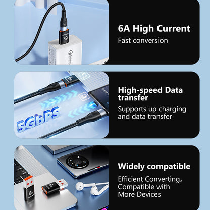 Adapter za podatke in polnjenje USB-C - USB-A Techsuit A5 HyperPort, črno-oranžen