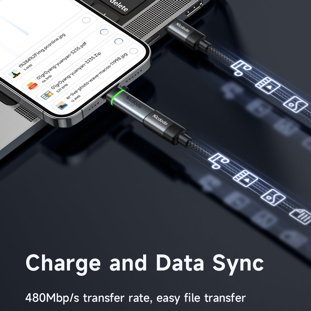 Adapter za podatke in polnjenje USB-C - Lightning McDodo OT-2590 Power Off, Črn