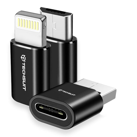 Adapter za podatke in polnjenje USB-C - Lightning / microUSB / USB-A Techsuit A19 TriFlashX 3in1, Črn