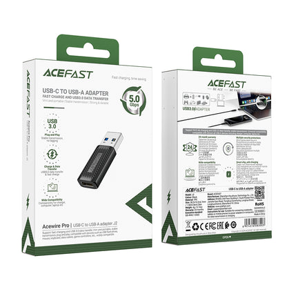 Adapter za podatke in polnjenje USB-C - USB-A Acefast J2, črn