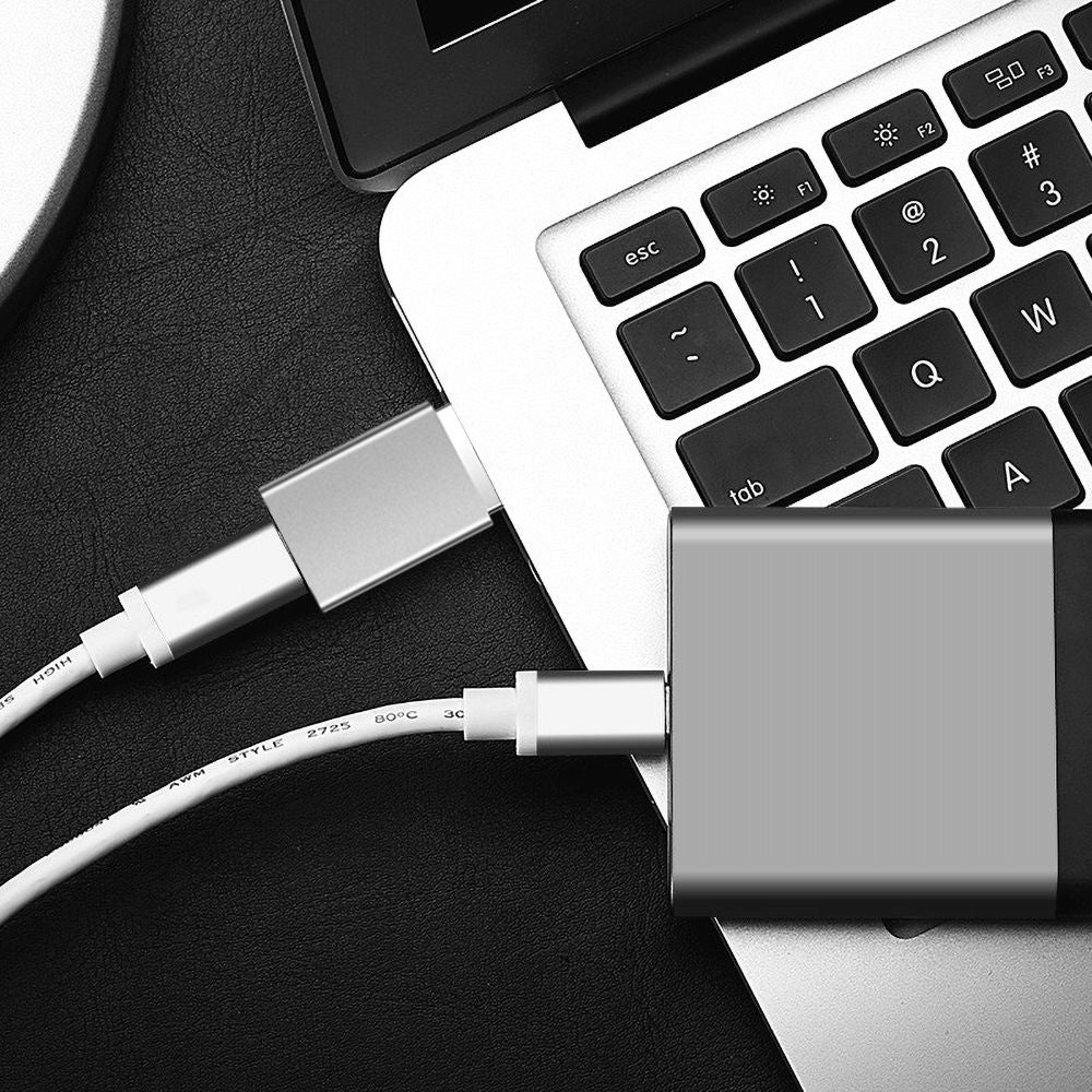 USB-C to USB-A Data and Charging Adapter, Fixed, Grey