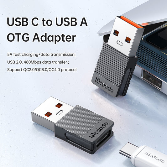 Adapter za podatke in polnjenje USB-C - USB-A McDodo OT-6970, črn