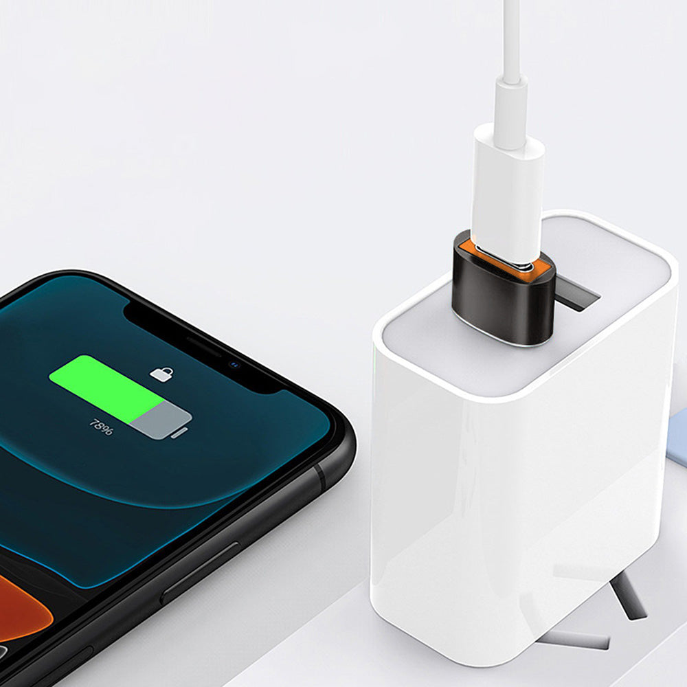 Adapter za podatke in polnjenje USB-C - USB-A Techsuit A7 HyperPort, črno oranžen