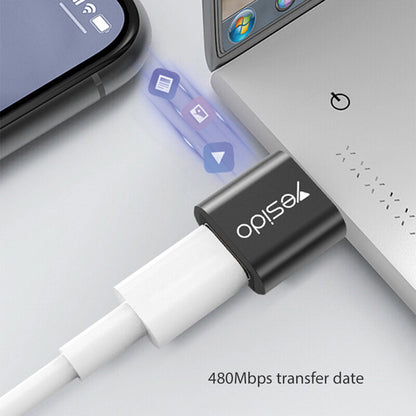 Adaptor za podatke in polnjenje USB-C - USB-A Yesido GS09, Črn