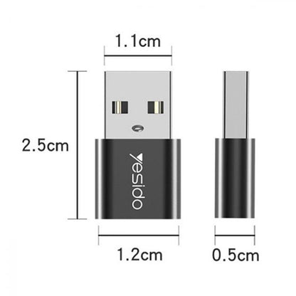 Adaptor za podatke in polnjenje USB-C - USB-A Yesido GS09, Črn