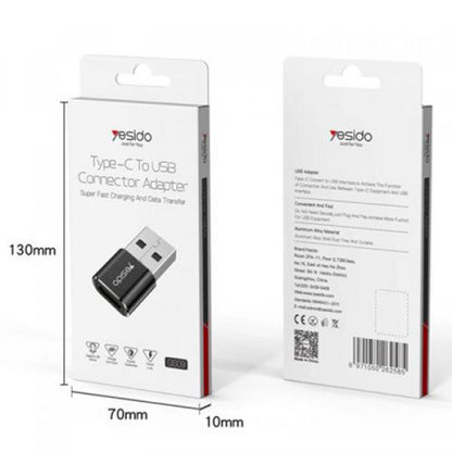 Adaptor za podatke in polnjenje USB-C - USB-A Yesido GS09, Črn