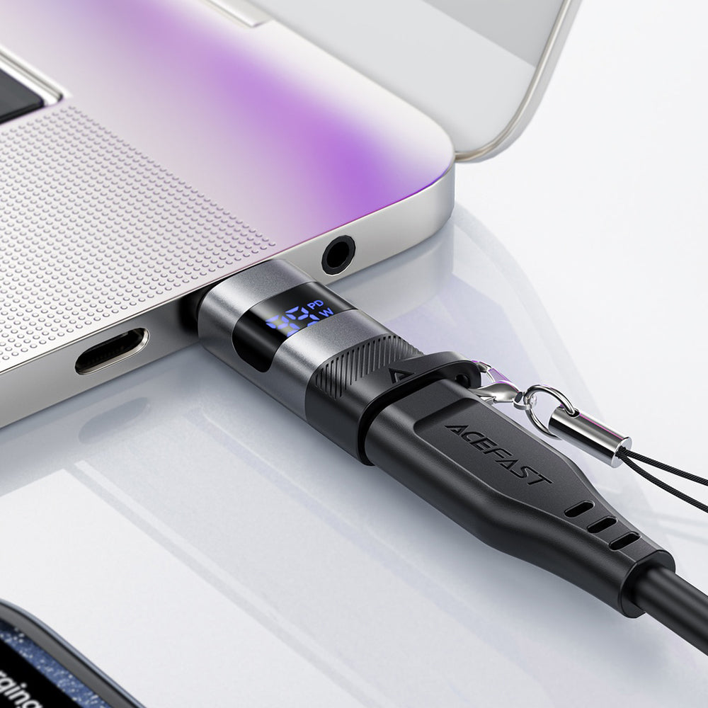 Adapter za podatke in polnjenje USB-C - USB-C Acefast J9 Display, Siv
