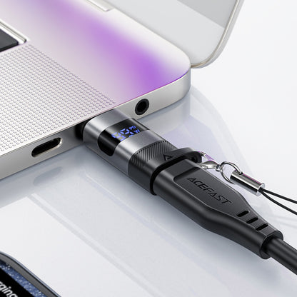 Adapter za podatke in polnjenje USB-C - USB-C Acefast J9 Display, Siv