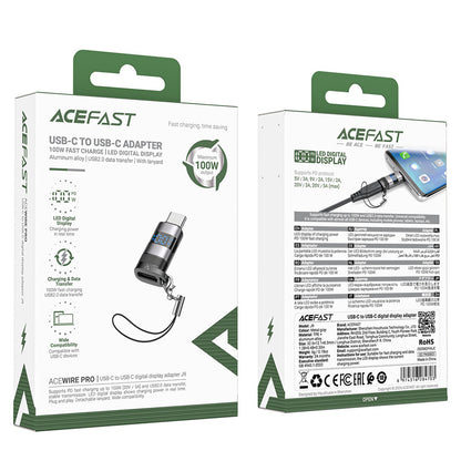 Adapter za podatke in polnjenje USB-C - USB-C Acefast J9 Display, Siv