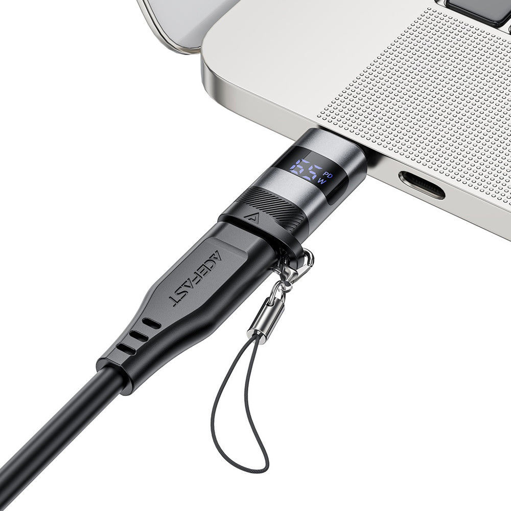 Adapter za podatke in polnjenje USB-C - USB-C Acefast J9 Display, Siv