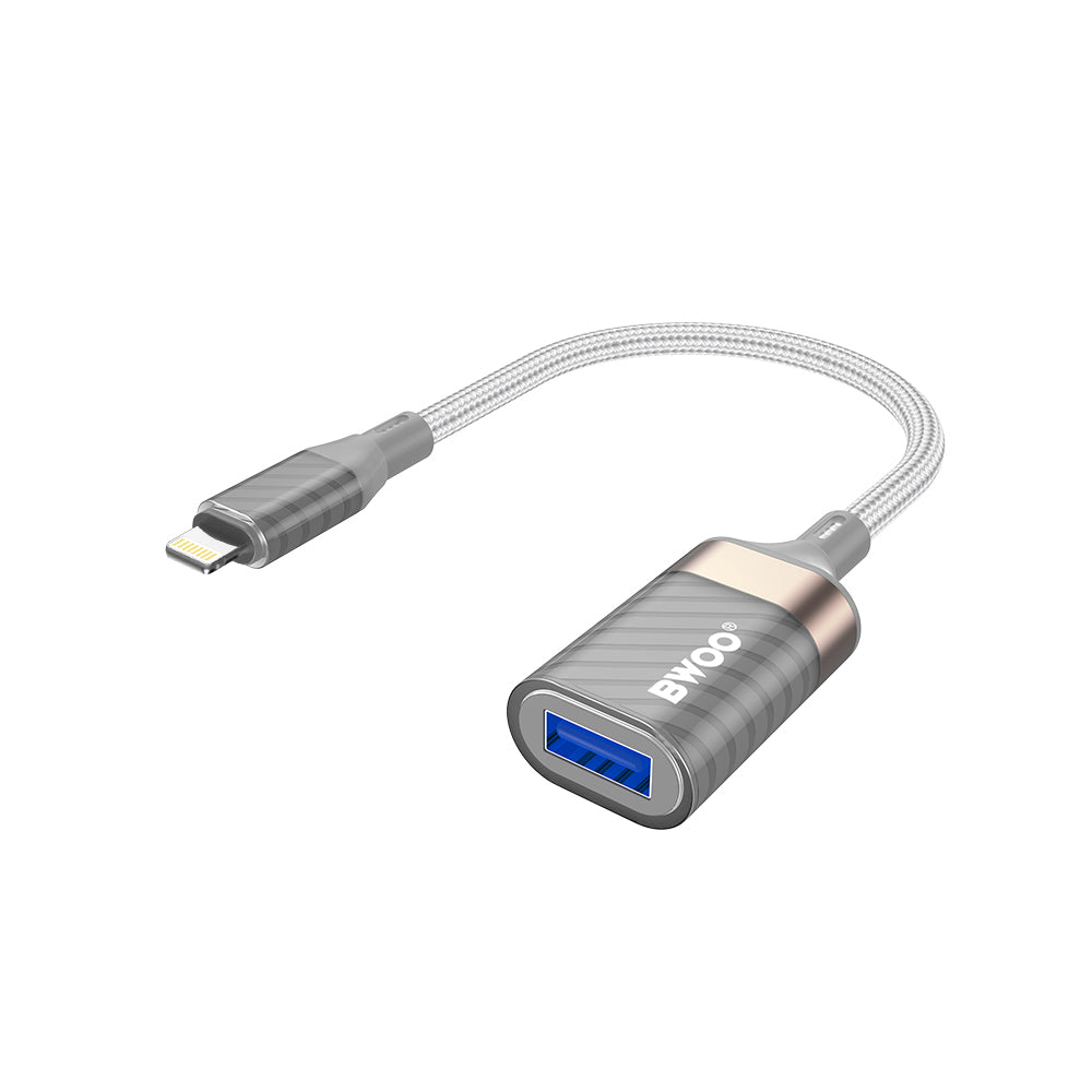 OTG adapter Lightning - USB-A BWOO BZ70, siv
