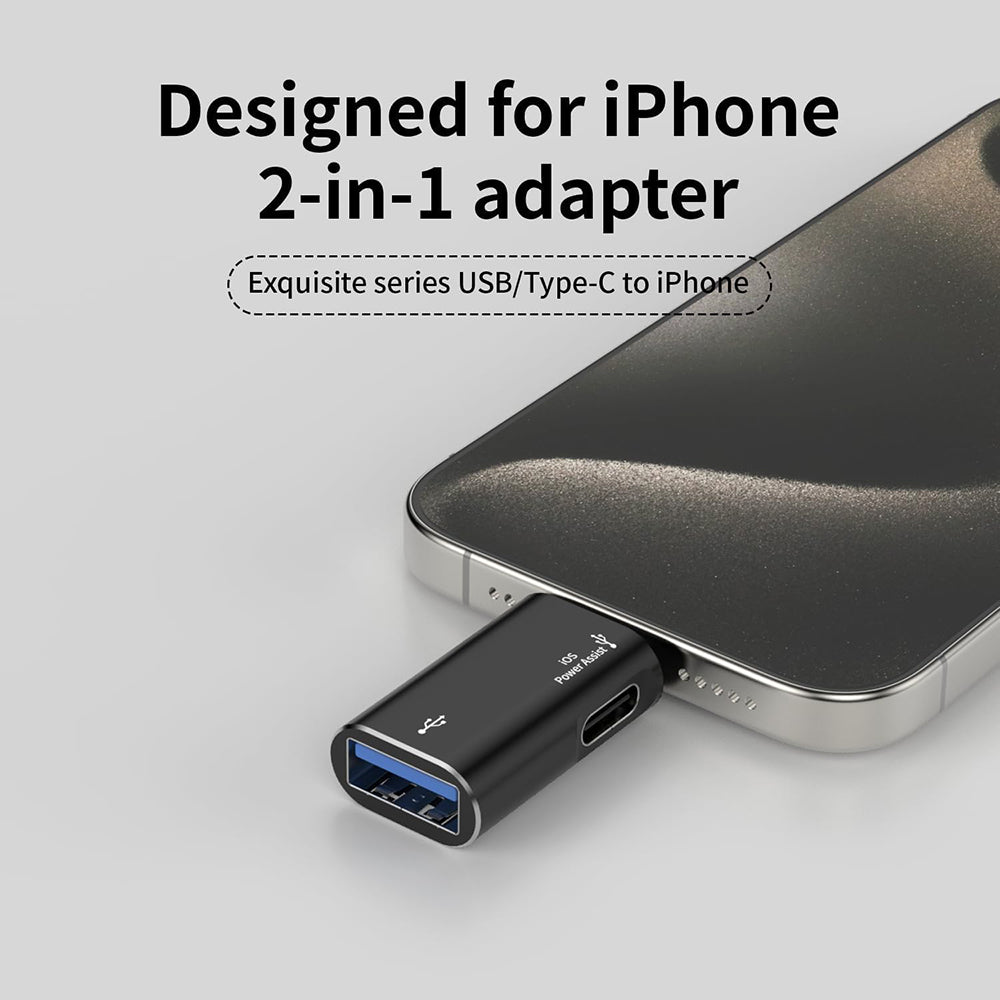 OTG adapter Lightning - USB-A Techsuit A18 AluVoltX, črn