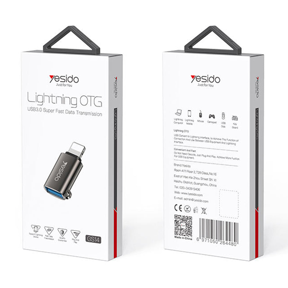Adapter OTG Lightning - USB-A Yesido GS14, Črn