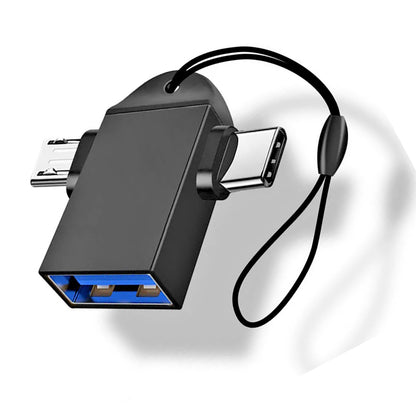 OTG adapter microUSB / USB-C - USB-A Techsuit A16 TwoVoltX, Črn