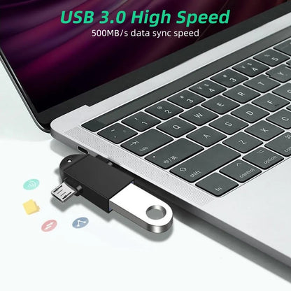 OTG adapter microUSB / USB-C - USB-A Techsuit A16 TwoVoltX, Črn