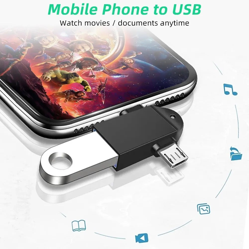 OTG adapter microUSB / USB-C - USB-A Techsuit A16 TwoVoltX, Črn